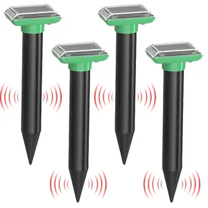 Solar Ultrasonic Animal Repeller, Solar Powered, Rechargeable Repeller, Ip66 Waterproof, with Beep & Vibration Functions, for Mice & Snakes, Outdoor Garden Use, Outdoor Pest Control