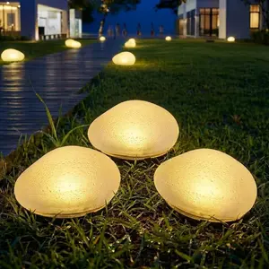 Solar 4-LED Pebble Lights for Backyard Vibes & Holiday Decor,Waterproof,(pack of 2）