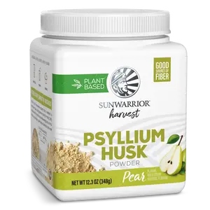 Sunwarrior Organic Psyllium Husk Powder – Plant-Based Fiber for Gut Health & Regularity, Supports Digestion & Satiety Certified Organic, Gluten-Free, Non-GMO, Keto-Friendly – 50 Servings Pear Flavored