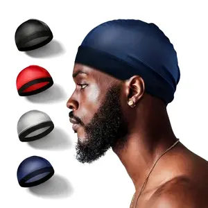 Men's 4pcs Silky Shiny Wave Cap Accessory - Stretchy Elastic Smooth Compression Durag Liner, Lightweight Hair Care Headwrap for 360 Waves, Sleeping, Daily Grooming