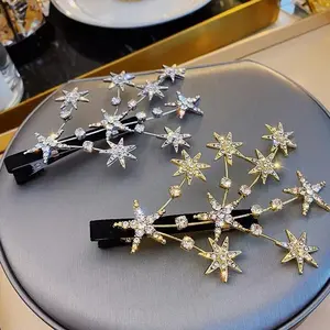 Fashion Women Hair Clip Bling Rhinestone Stars Branchs Headwear Girls Big Hairpins Bangs Clip