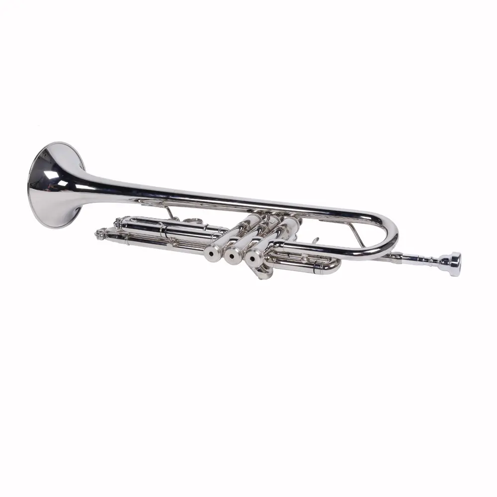 Silver Nickel-Plated Bb Trumpet Complete Kit with Case and Gloves, Beginner-Friendly, Clear Bright Tone, Musical Gift for Festivals or Birthdays