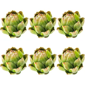 6Pcs Small Green Faux Artichokes Artificial Vegetables Fake Fruit Bowl Filler for Home Kitchen Centerpiece Tabletop Decorations