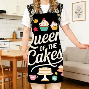 Cute Cake Queen Kitchen Apron, Colorful Baking Tools & Dessert Prints, Durable Waterproof, Ideal Gift for Women Bakers, Perfect for Housewarming Birthdays