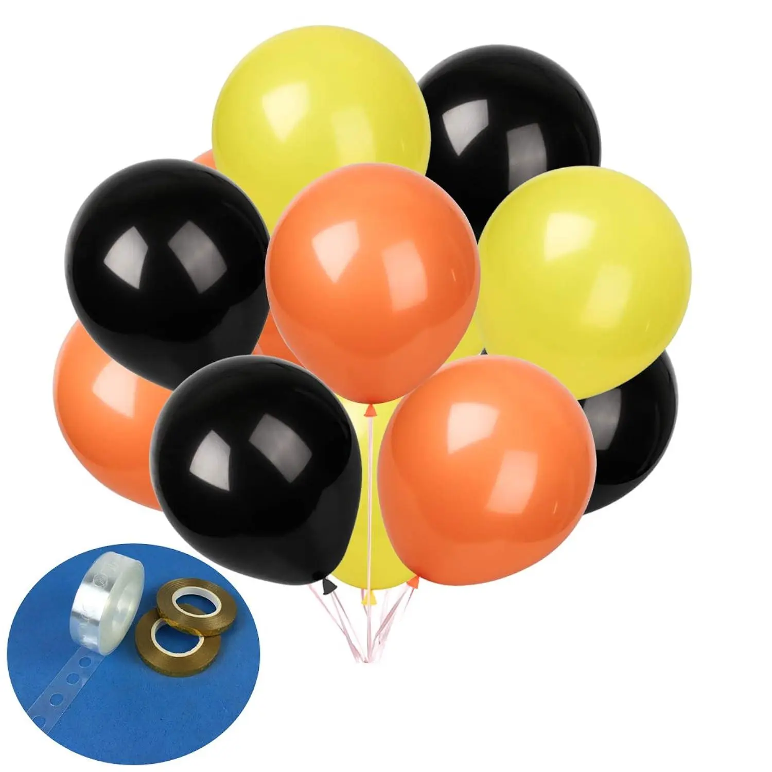 Latex Balloons 60 Pack 12 Inches Black,Yellow,Orange