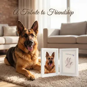 Pet Paw Print Double-Sided Frame | Safe Clay Keepsake Kit (For Dogs/Cats/Babies)
