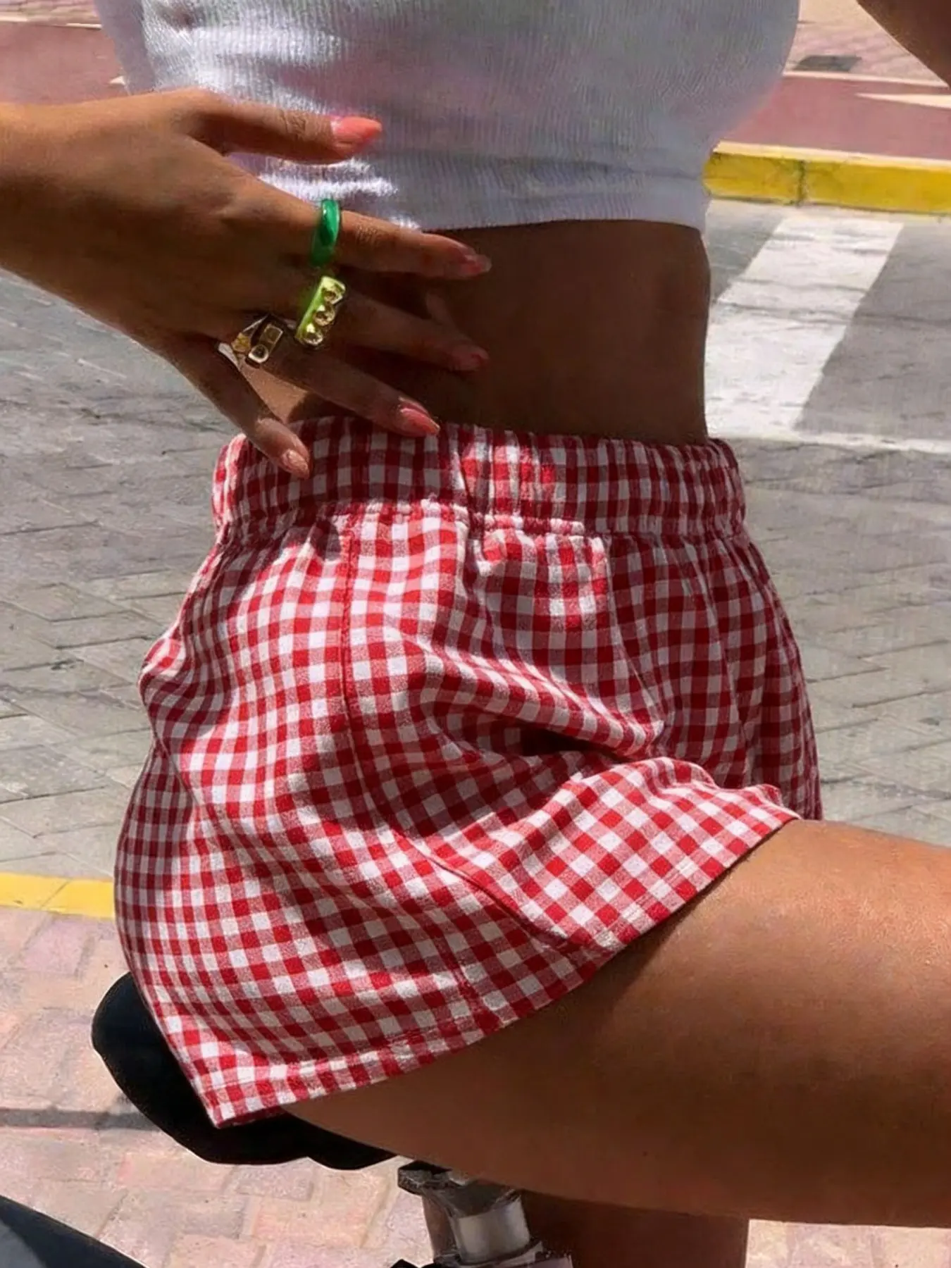 Women's Plaid Striped Casual Shorts Bottoms, Loose Fit Lightweight Summer Home Wear, Elastic Waist Slimming Design, Comfortable Outwear