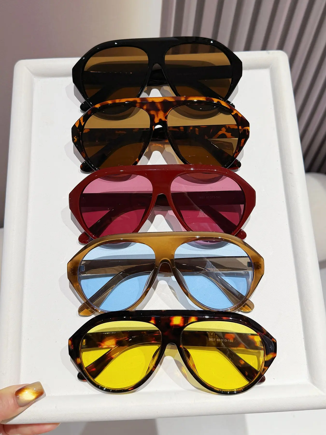 5 Pairs Women's Large Frame Eyeglasses, Casual Sun Protective Sunglasses, Sunglasses Set, Casual Outdoor Sunglasses, Summer Sun Protection Eyewear, Beach Accessories, Casual Style Oversized Pilot Frames, Perfect for Outing