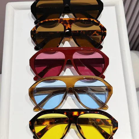 5 Pairs Women's Large Frame Fashion Glasses, Summer Sun Protection, Beach Accessory, Casual Style Oversized Pilot Frames, Perfect for Outing and Back-To-School Season, Fashion Sunnies