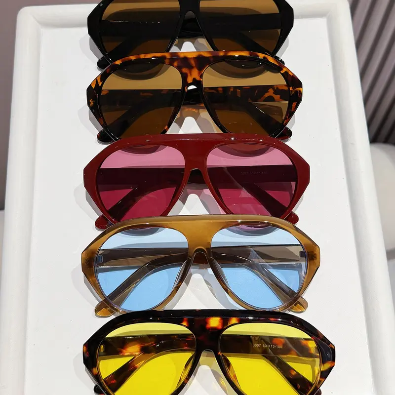 5 Pairs Women's Large Frame Fashion Glasses, Summer Sun Protection, Beach Accessory, Casual Style Oversized Pilot Frames, Perfect for Outing and Back-To-School Season, Fashion Sunnies