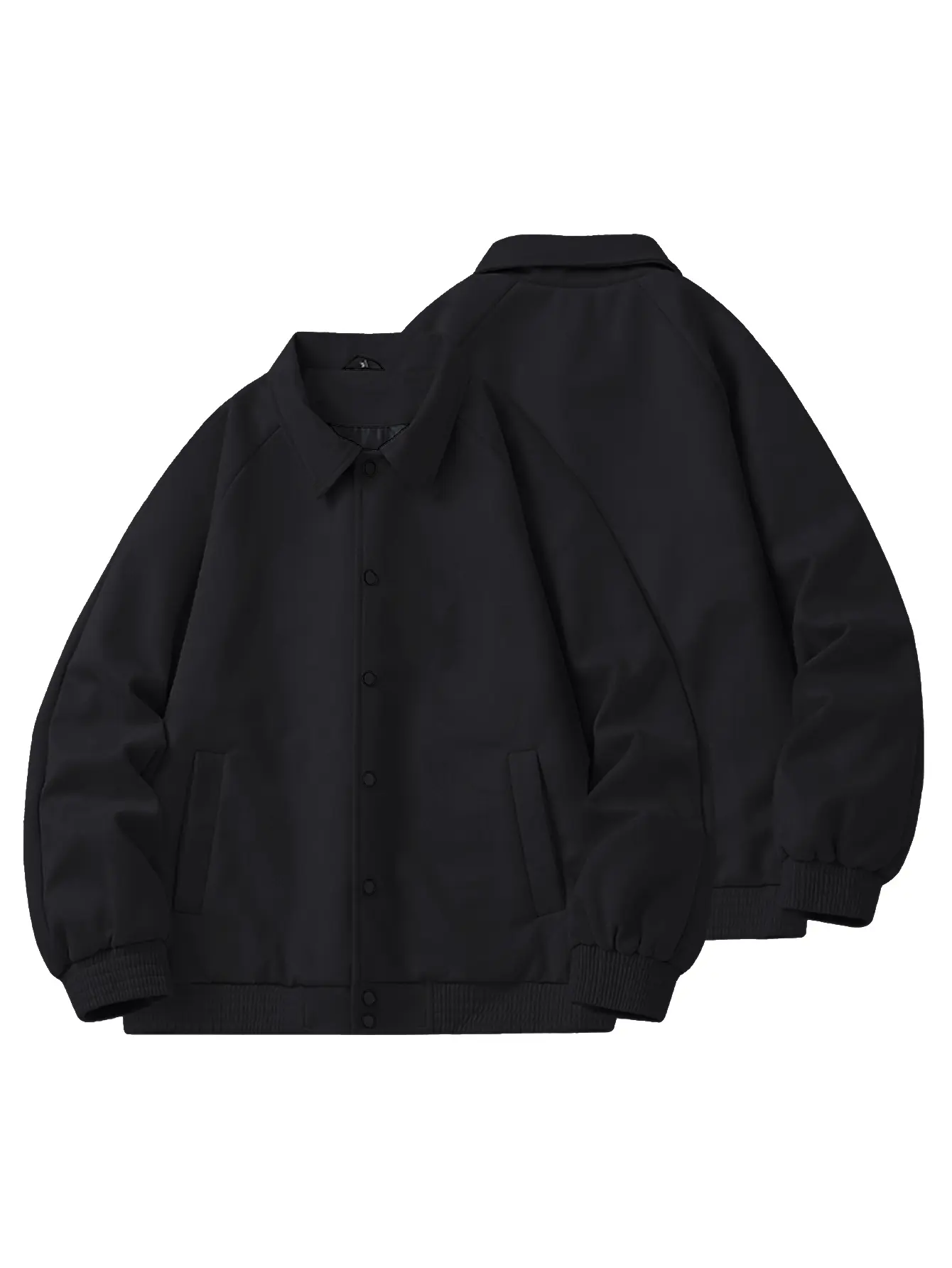 Vintage suede work jacket for men — loose fit with dropped shoulders, baseball collar, solid color, versatile outerwear