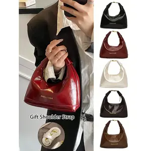 Leather Dumpling Bag - Convertible design for handheld and crossbody use, comes with an adjustable shoulder strap. A fashion must-have with an elegant shape, available in multiple colors, perfect for fashion enthusiasts and commuters. Hobo Crossbody Bag