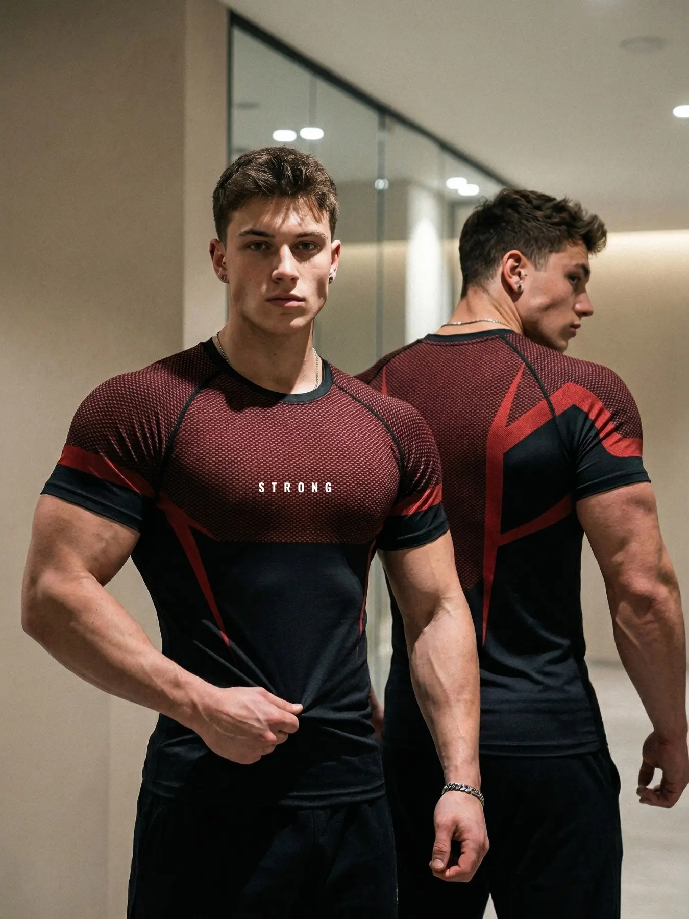Men's Athletic Compression Short Sleeve T-Shirt, Athletic Compression Shirts, Compression Tops, Athletic Fitness Top, Breathable Two-Tone Activewear for Gym, Running, Weightlifting & Cross-Training