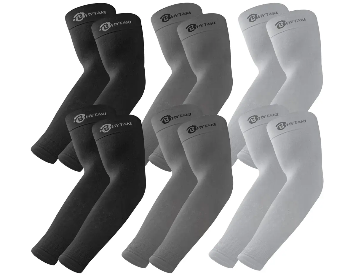 6 Pairs Cooling Arm Sleeves Cover for Men & Women, UPF 50 Anti-UV Ice Silk Sports Sleeves & Support, Compression Nylon Blend with Elastic Stretch, Ice Sensing, Breathable Adjustable Running & Cycling Accessories, Sports Protective Gear