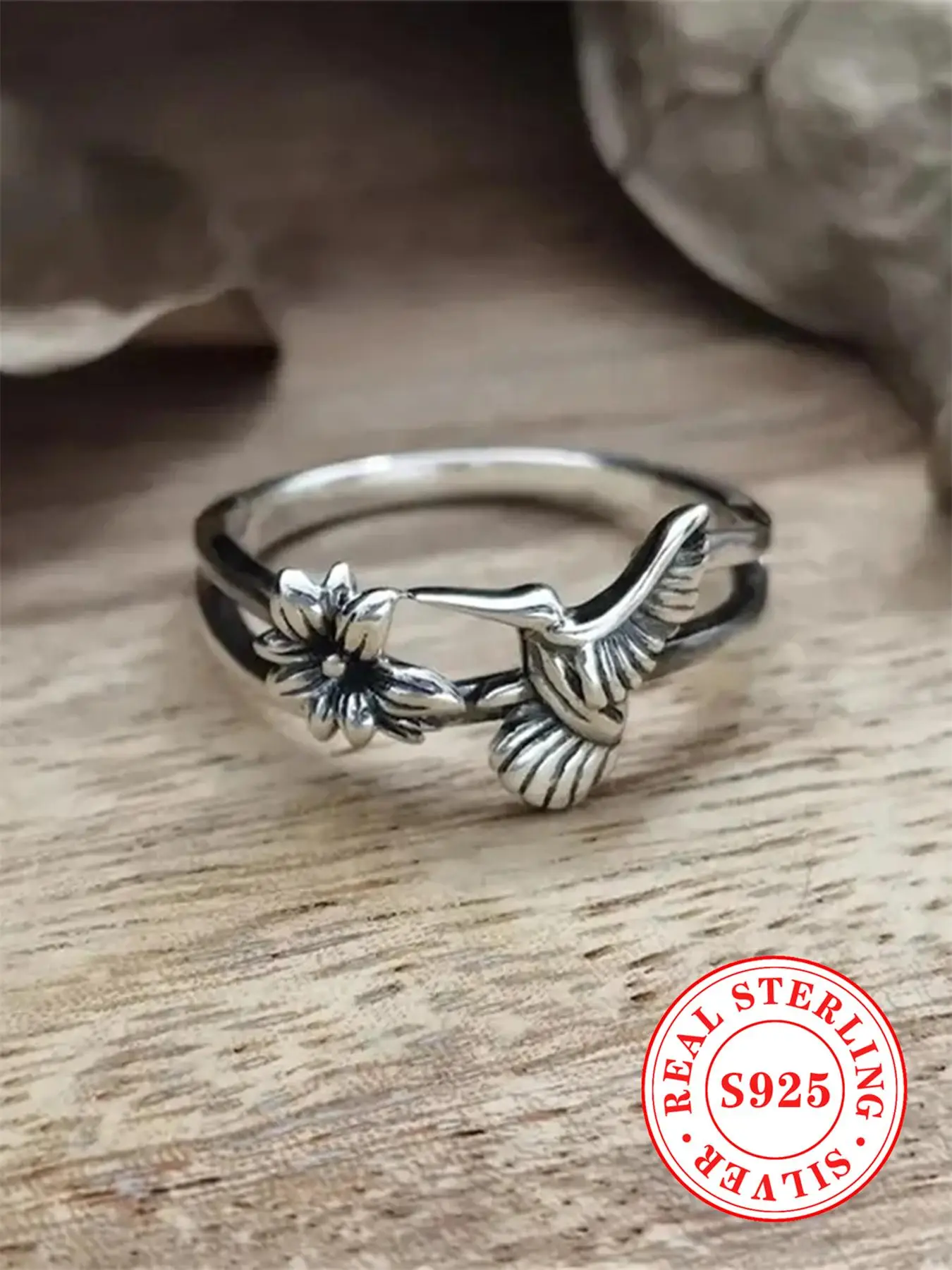 925 Sterling Silver 925 Sterling Silver Cute Bird Design Ring, Wedding Engagement Anniversary Jewelry for Party, Daily Clothing Decor, for Birthday Gi