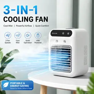 MAISIKE 3-in-1 Portable Cooling Fan with Mist, USB Rechargeable Mini Air Cooler Desk Fan, Quiet Personal Fan for Bedroom, Dorm, Office, Travel & Camping