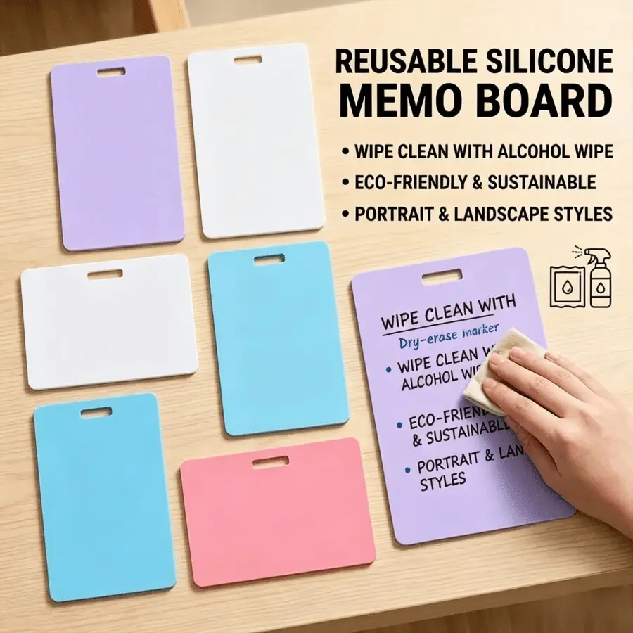 Erasable Badge Sticky Notes Reusable Wipe Clean Memo Badge Self Adhesive Removable Label Notebook for School Office Home