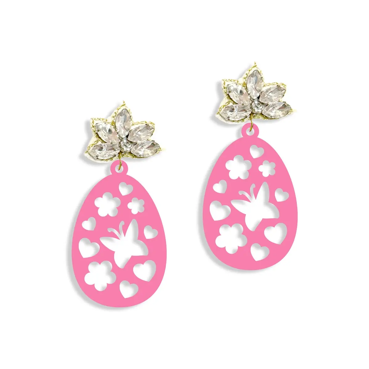 Viv&Lou Pink Acrylic Easter Egg Earrings