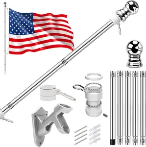 3x5FT Outdoor Flag with 5FT Aluminum Pole Kit, No Tangle Spinning Flag Pole & Wall Bracket