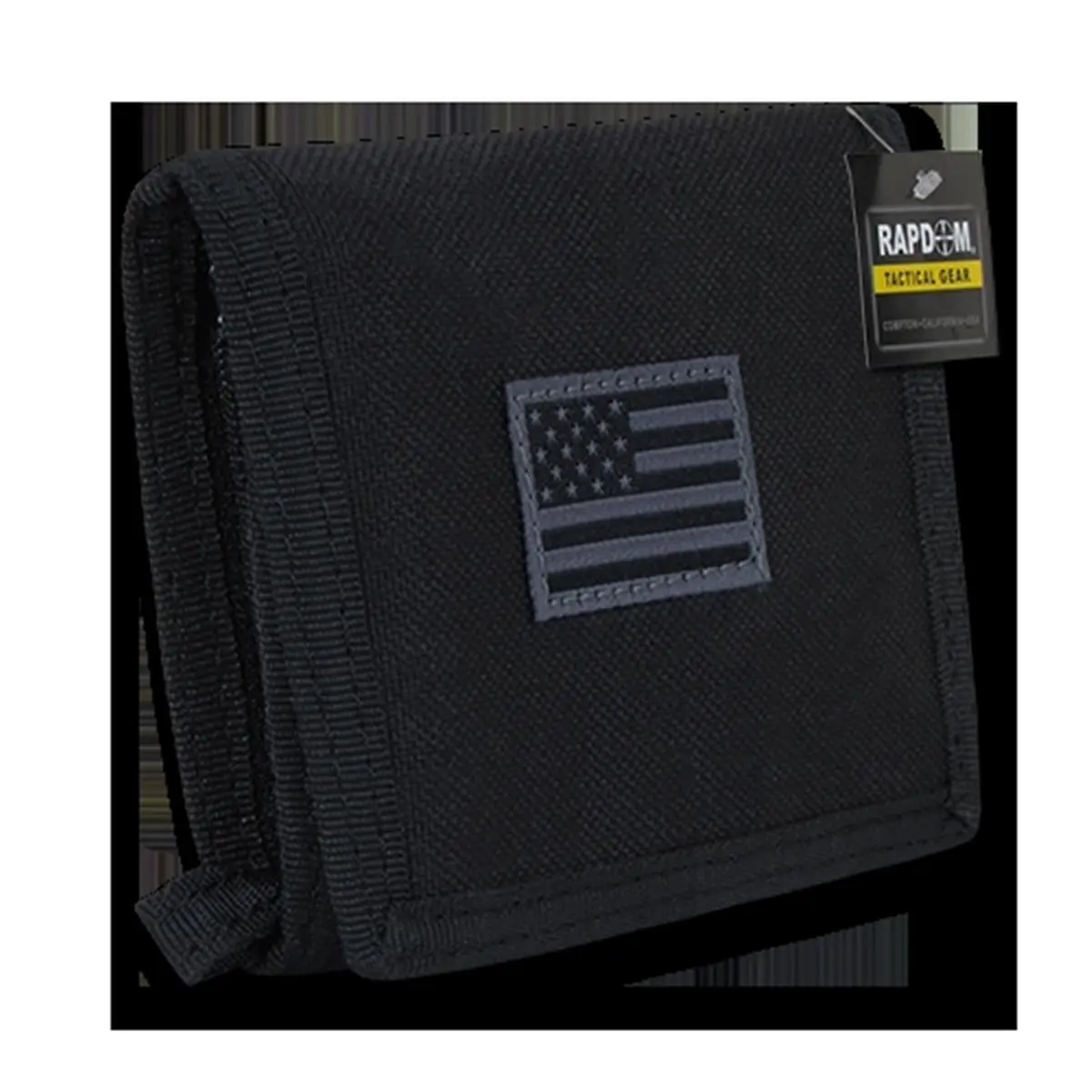 212 MAIN Men's Tactical Wallet - Black, RapidDominance USA Flag RAPDOM Design, Hook-Loop Closure, Multi-Pocket, Nylon Cordura Material, Zippered Slots