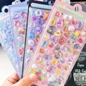 Cartoon 3D Stereo Relief High Aesthetic Waterproof Crystal Bubble Decal Fun Hand Account Decoration Funny Stickers