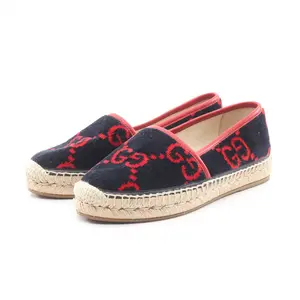 Pre-owned GUCCI Polyester Small Leather Goods GG Fabric Slip On Shoes