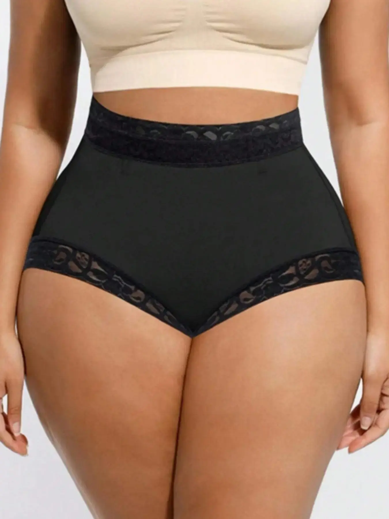 1 Count Women's High Waist Shapewear Bottoms, Fajas, Compression Shaper Shorts, Adjustable Hook & Eye Closure With Zipper Crotch Shapewear, Lace Trim Slimming Shaping Panties, Ideal For Daily Wear & All Occasions