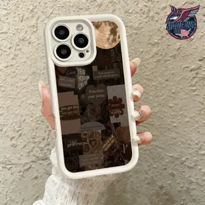 Brown Aesthetic Motivational Quotes Collage Pattern for iPhone 17 16 15 14 Pro Max 13 12 11 Air XR XS Plus Slim Shockproof Protective TPU Case