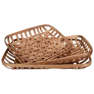 Northlight Set of 3 Brown Rectangular Tobacco T abletop Basket