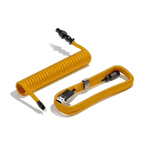 Orange Keyboard USB-C Coiled Cable | Detachable Metal Connectors | Double-sleeved Cable | Gaming Keyboard Cable