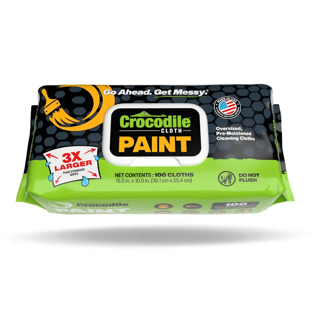 Crocodile Cloth Paint Cleaning Wipes (100 Count) Paint Surface Prep & Paint, Epoxy, Glue, Ink, Dirt, & Caulk Remover