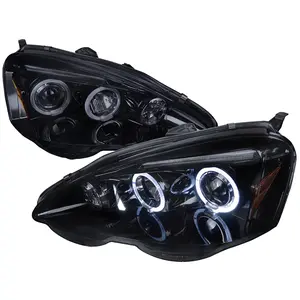 2002-2004 RSX Dual Halo Projector Headlight Assemblies (Glossy Black Housing/Smoke Lens)