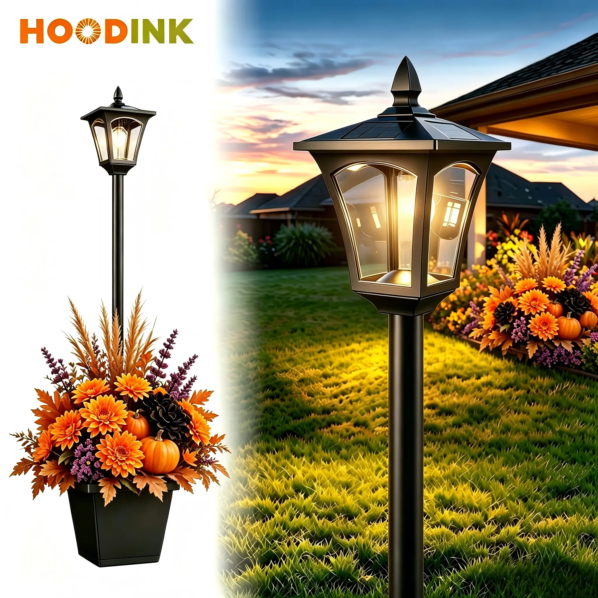 65" Solar Lamp Post Light with Planter, Glass 60 Lumens Solar Garden Lights Outdoor Waterproof Solar Pole Lights Patio Decor, Warm White,dorm essentials,home decor,home essentials,camping essentials with extra light bulb