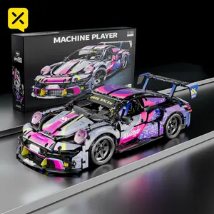 ! 1:10 Colorful Porsche 911 Building Set, DIY Construction Model Car for Kids & Adults