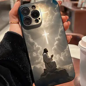 Creative Jesus Cross Pattern TPU Phone Case for iPhone 17/16/15/14/13/12/11/Pro Max/Plus Air Full Coverage Shock-Absorbing Durable Protective Cover with Raised Camera Lens Protection