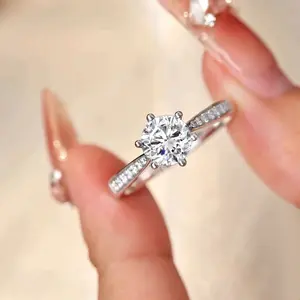 XINJS Light Luxury Queen Single Row Open Ring Cushion Cut Adjustable Size Women's Jewelry Gift for Birthday, Anniversary, Wedding rings men engagementrings