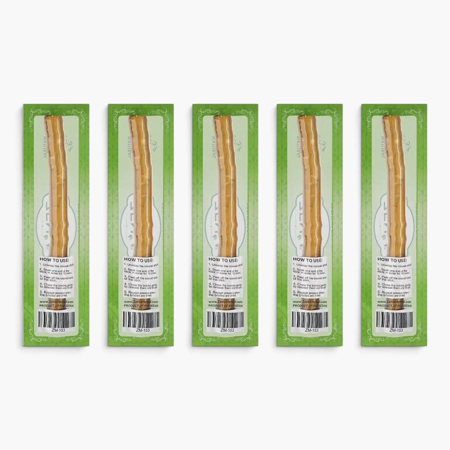 (5 Pack) Individually Wrapped Zenia Sewak Miswak Natural Toothbrush Sticks Oral Care
