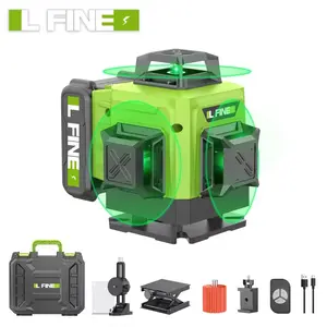 L FINE 4D Green Beam Self-Leveling Laser Level - 16-Line, 360° Full Coverage Professional Alignment Tool Full Kit with 8 Hours Battery, Remote Control, Wall Mount, Lift Table, Ceiling Installation, Floor-Mount