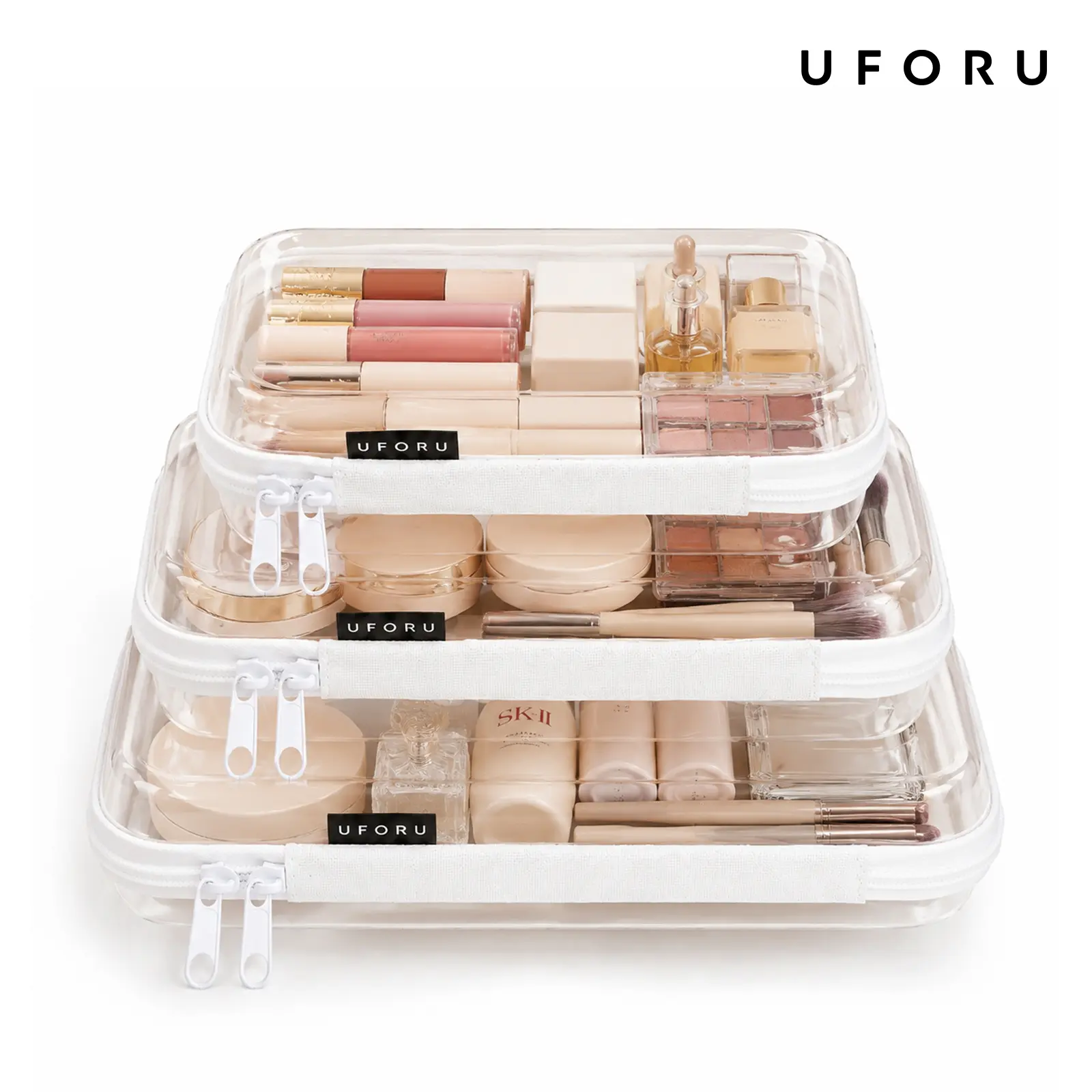 UFORU  Zippered transparent hard shell storage bag,Anti-compression Travel Toiletry Bag, suitable for travel, toy storage, makeup, school, transparent hard shell storage bag | 3-piece multi-purpose storage bagdealsforyou#SummerWins#Global Selection