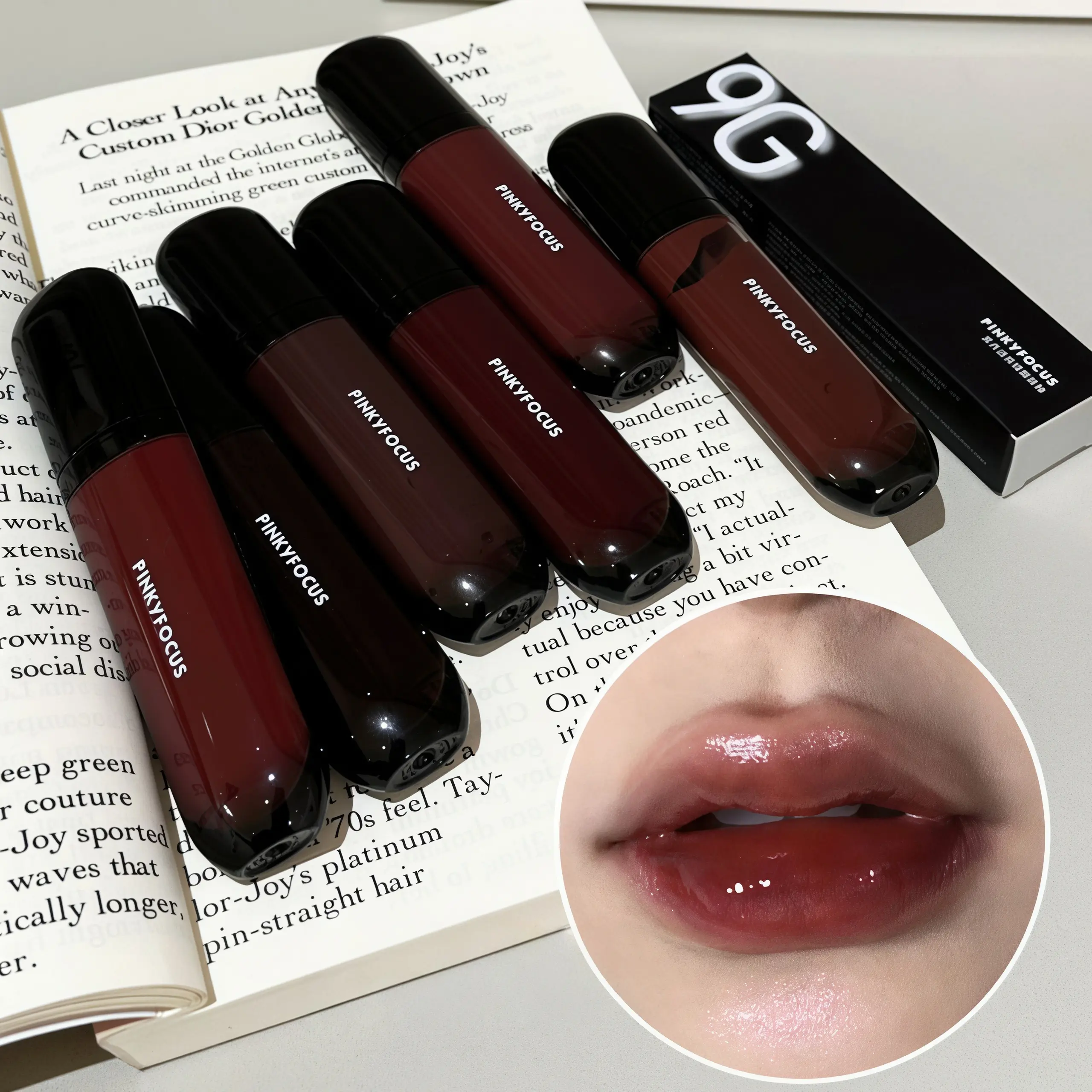 PINKYFOCUS Glass Glow Lip Gloss | Non-Drying Hydrating Water Mirror Lip Tint | Juicy Glossy Lip Oil Stain | Long-Lasting & Non-Sticky Makeup | 0.32oz/9g
