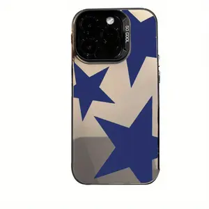 Compatible with iPhone  17 16 15 Pro Max Plus 14 13 12 11 Air X XR Simple Blue Star Pattern Durable Shockproof Anti-Scratch PC Protective Cellphone Case Valentine Gift For Girls and Women