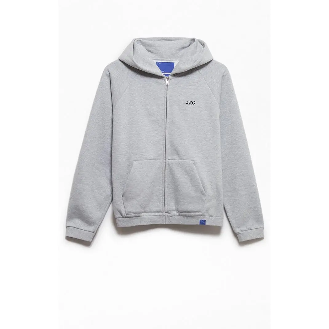 A.R.C. Men's Heather Grey Heavyweight Standard Zip Hoodie