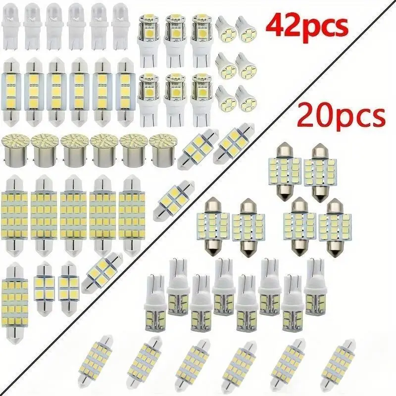 42/20Pcs LED Car Interior Lights T10 6000K SMD LED Xenon White Interior Light Bulbs Led For Car Replacement License Plate Reading Light Bulb LED Car Ambient Light
