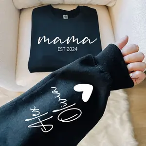 Custom Mama Sweatshirt with Kids Name on Sleeve, Personalized Mom Sweatshirt, Minimalist Momma Sweater, Mothers Day Gift for Mom