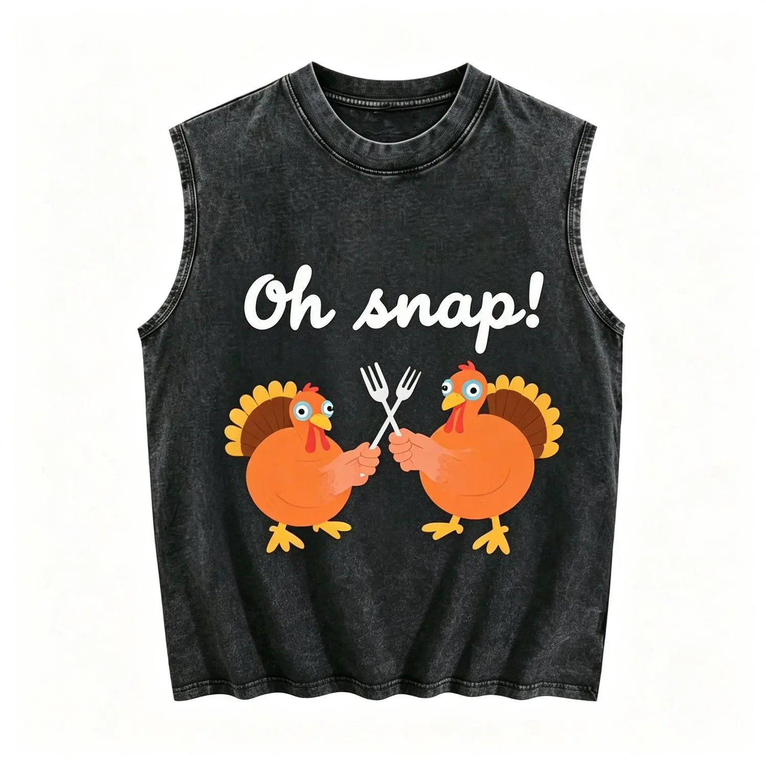 Washed Vests Funny Thanksgiving Turkey Graphic Tee Retro Casual Tank Top Fashion Streetwear Sleeveless Summer Vest with Unique Holiday Design