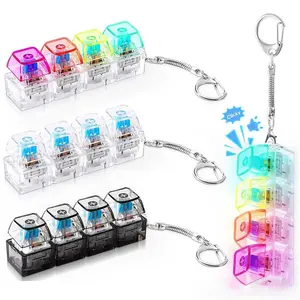 LED Keyboard Fidget Toy with Light Up Keychain - 4-in-1 Finger Clicker Button for Stress Relief & Anxiety Decompression ，Gifts for Adults ADHD, Cool Gadgets