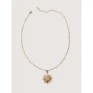 BLOOMCHIC Sunflower Zircon 18k Gold Plated Pendant Necklace Swimweek,2026 Spotlight, Summer wins, Deals for your days