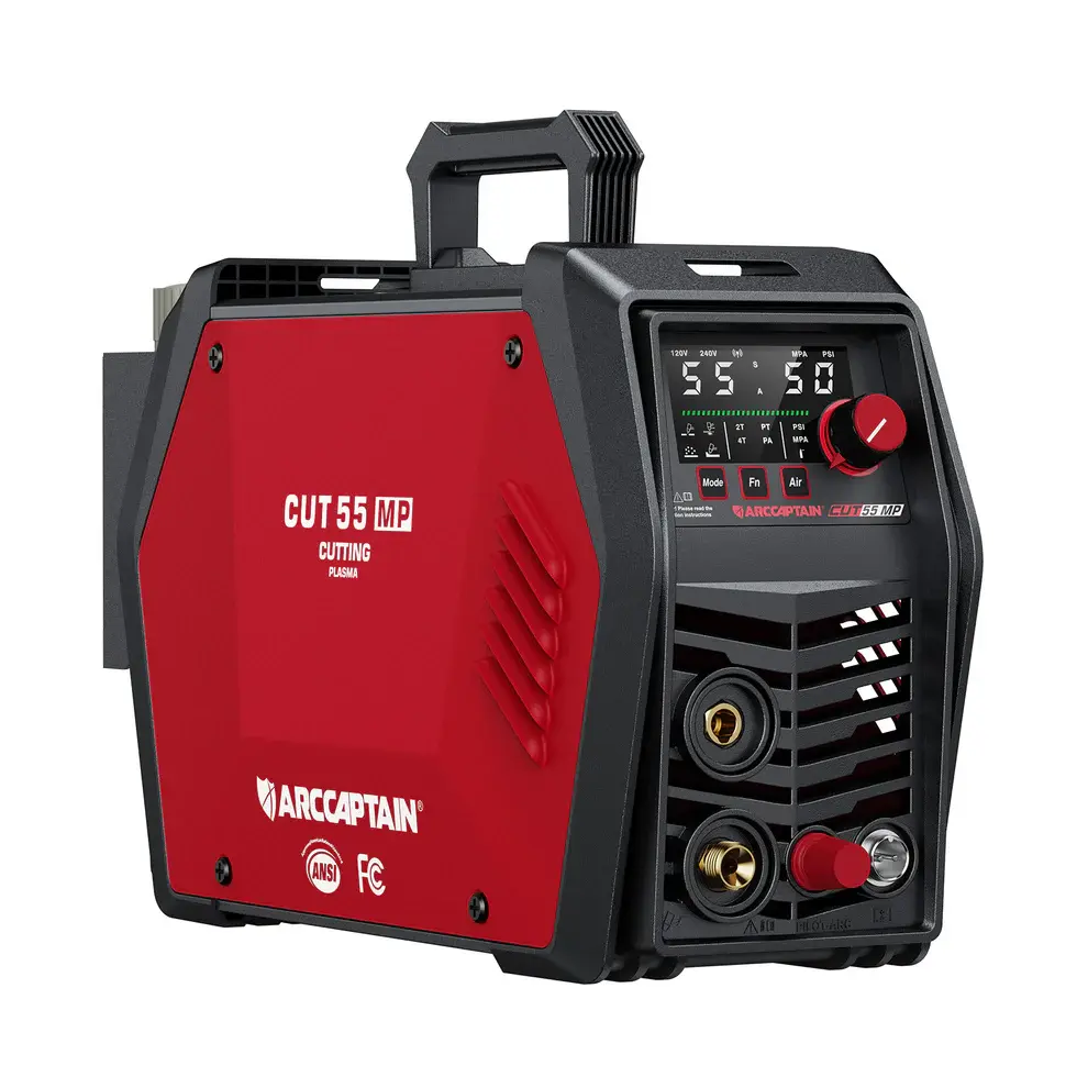 ARCCAPTAIN iControl Non-HF 55A Blowback Pilot Arc Plasma Cutter CUT55 MP Tool, 120V/240V Dual-Voltage with APP, Upgraded Digital Control, LED Display, Pressure Detection, Grid Cutting, Rust Removal, Cut Quality on Metal Surfaces, Father's Day Gift, Cuttin