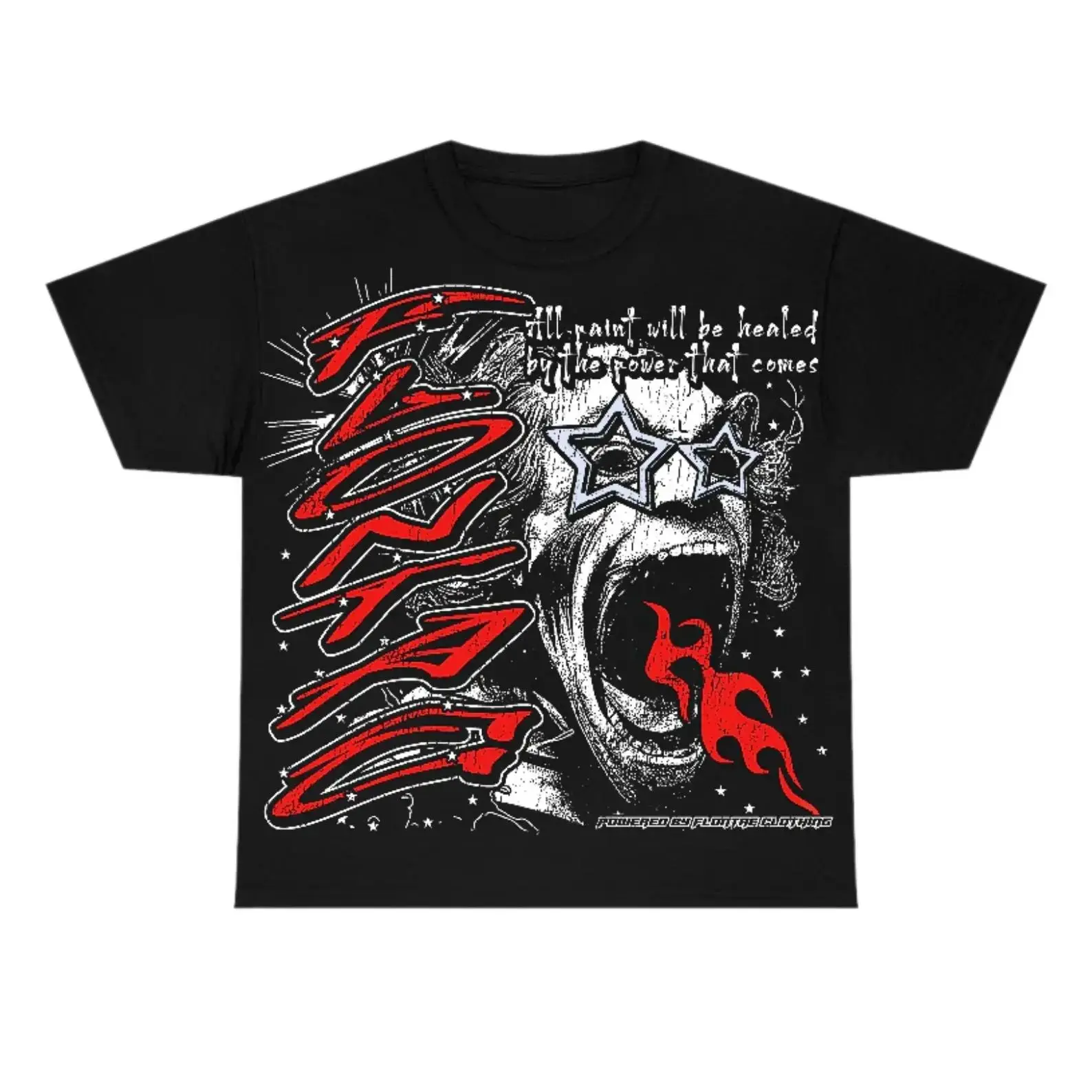 Y2K Grunge Punk Rock Graphic Tee Gildan Heavyweight Cotton Emo Flame Star Glasses Streetwear T-Shirt Vintage Oversized Aesthetic Casual Streetwear Top Gift