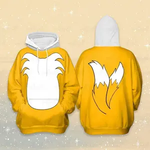 Hedgehog & Fox 3D Cosplay Hoodie, Miles & Tails Character Sweatshirt, Cartoon Fan Pullover Gift for Birthday, Kids & Adults Fashion